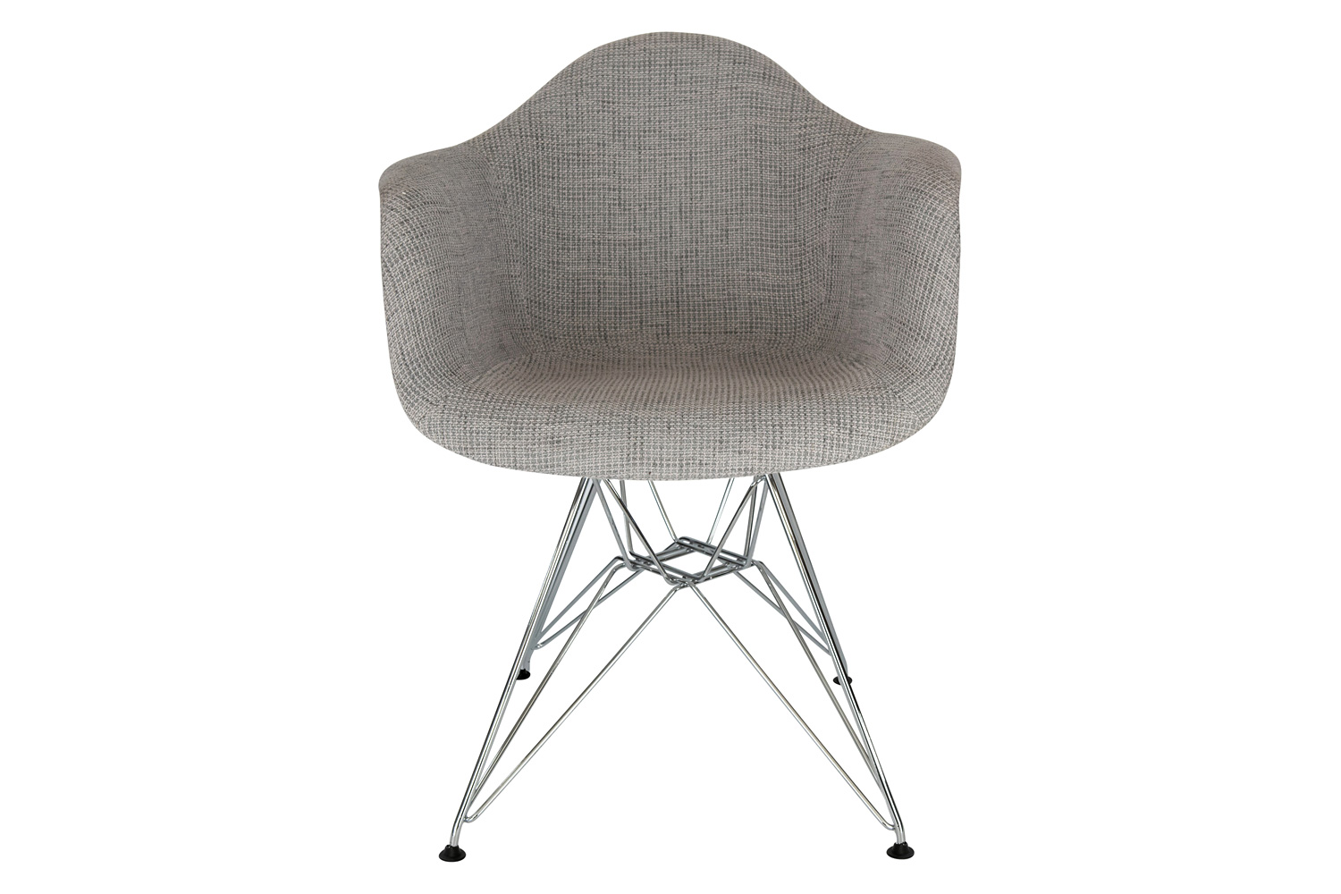 LeisureMod™ Willow Fabric Eiffel Accent Chair with Chrome Base - Gray