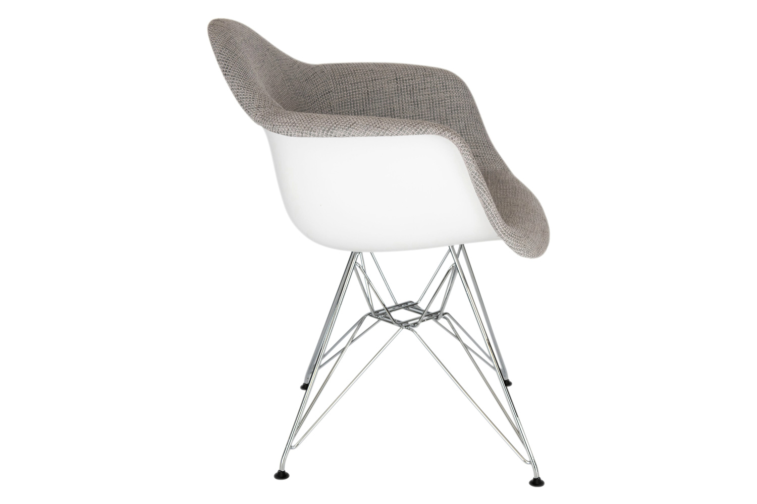 LeisureMod™ Willow Fabric Eiffel Accent Chair with Chrome Base - Gray