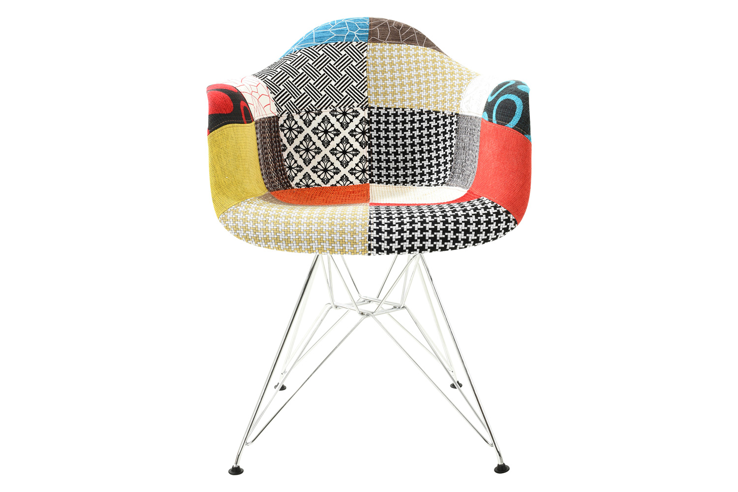 LeisureMod™ Willow Fabric Eiffel Accent Chair with Chrome Base - Multi