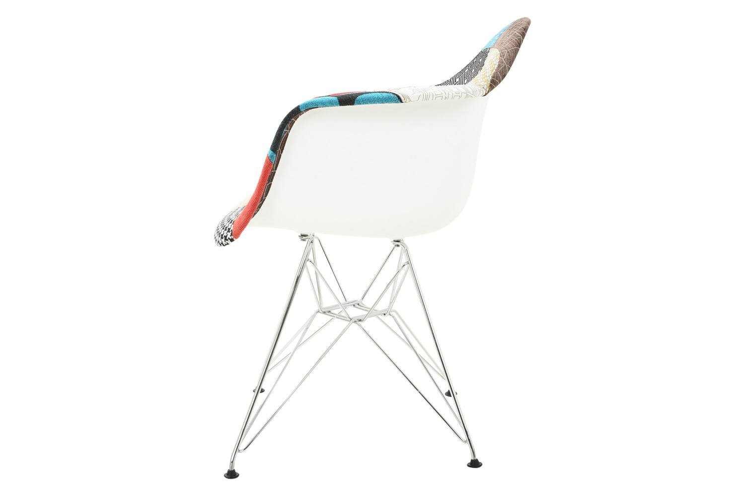 LeisureMod™ Willow Fabric Eiffel Accent Chair with Chrome Base - Multi