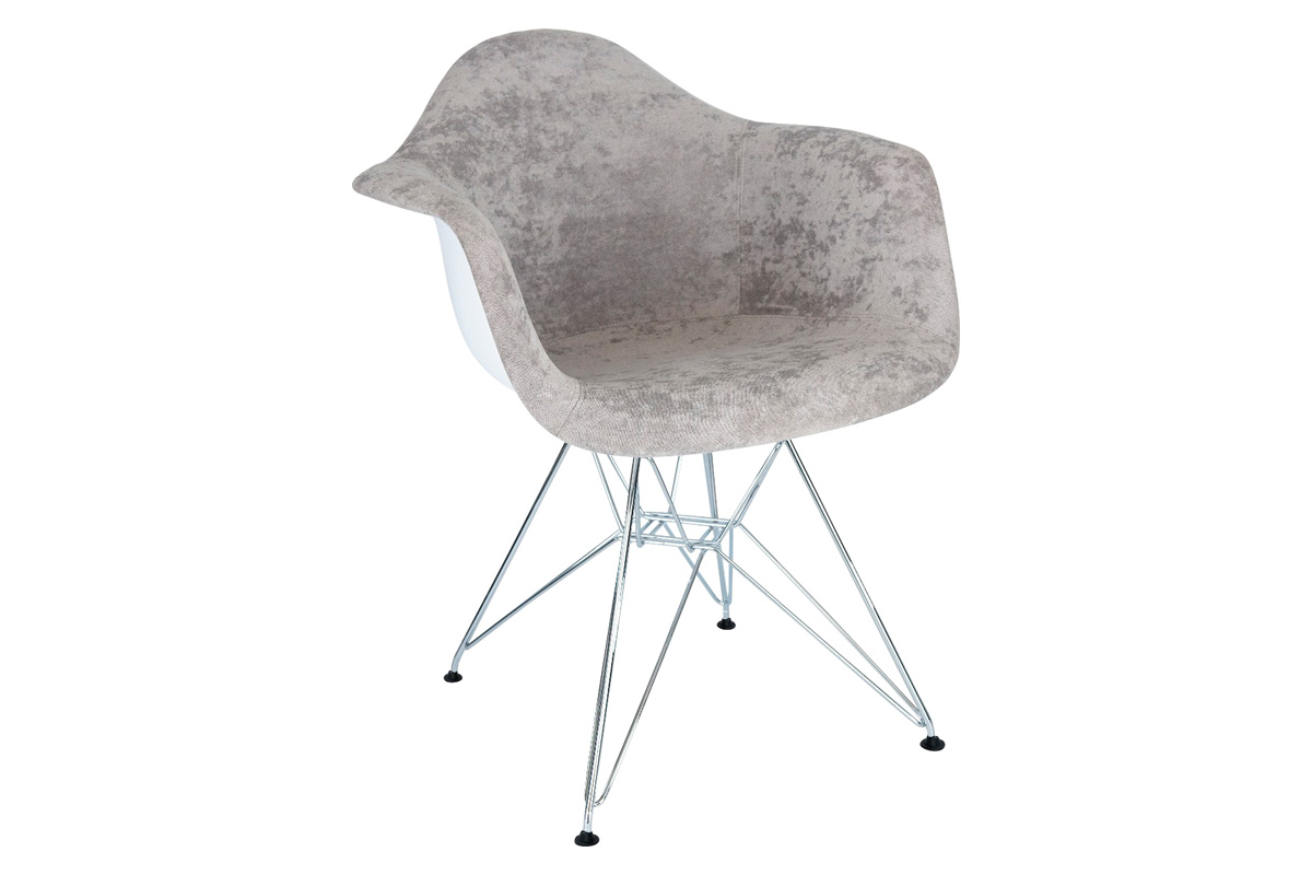 LeisureMod Willow Fabric Eiffel Accent Chair with Chrome Base