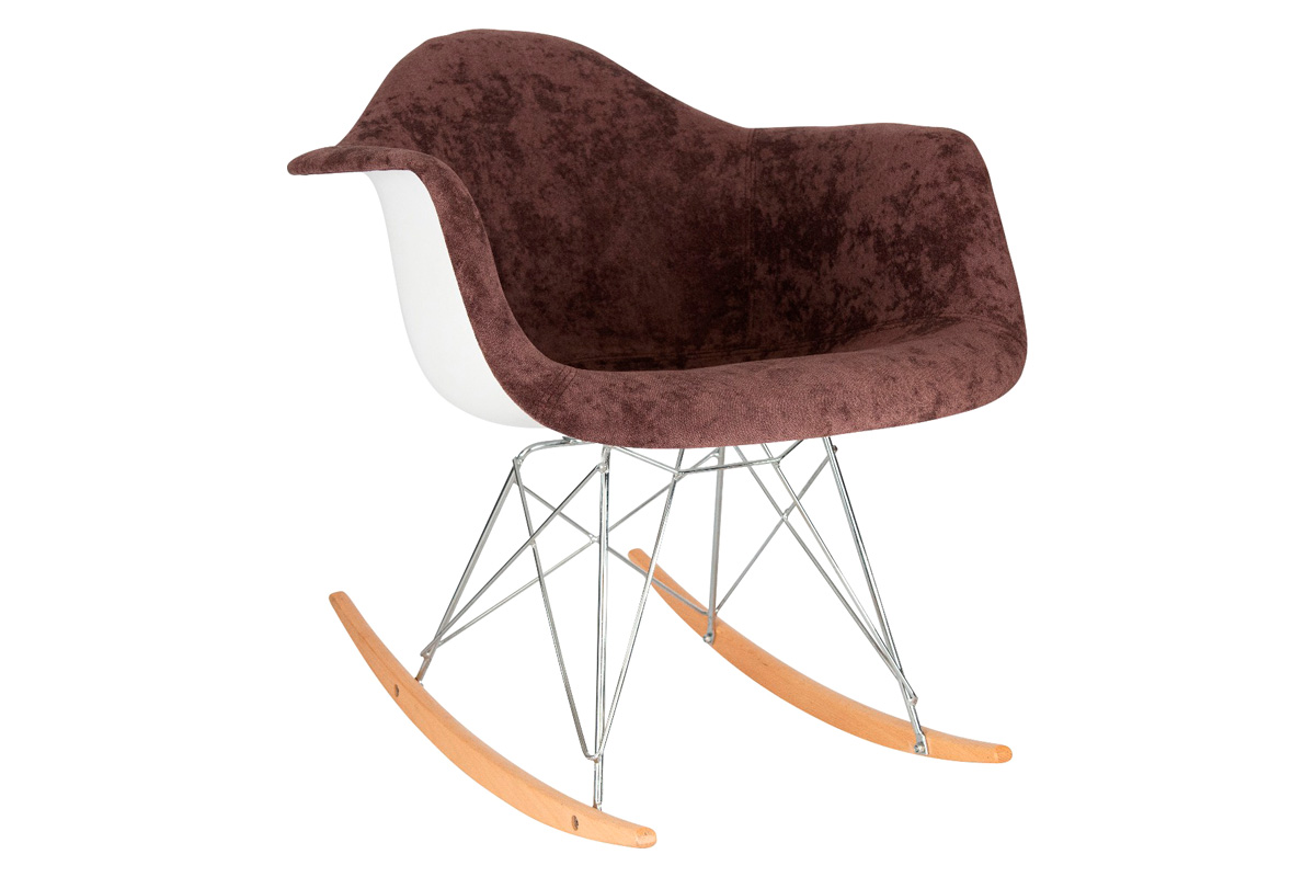 LeisureMod Wilson Modern Twill Fabric Eiffel Base Rocking Chair