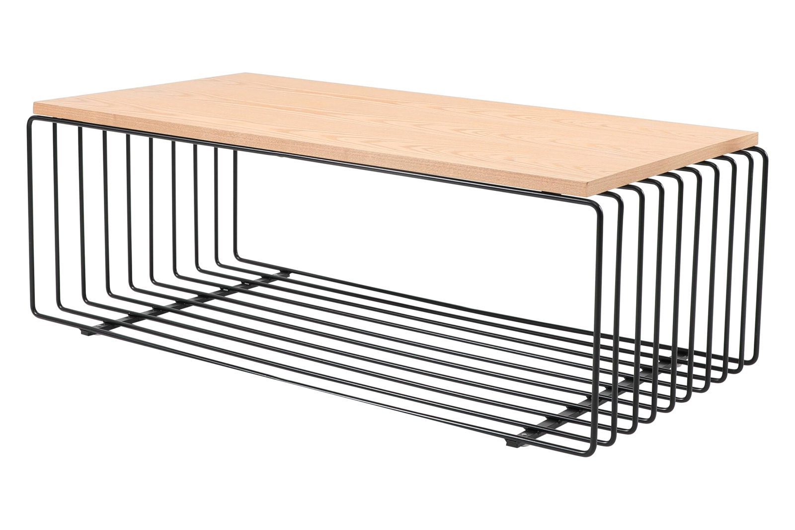 LeisureMod Walden Rectangular Coffee Table Powder Coated Steel Frame - Black