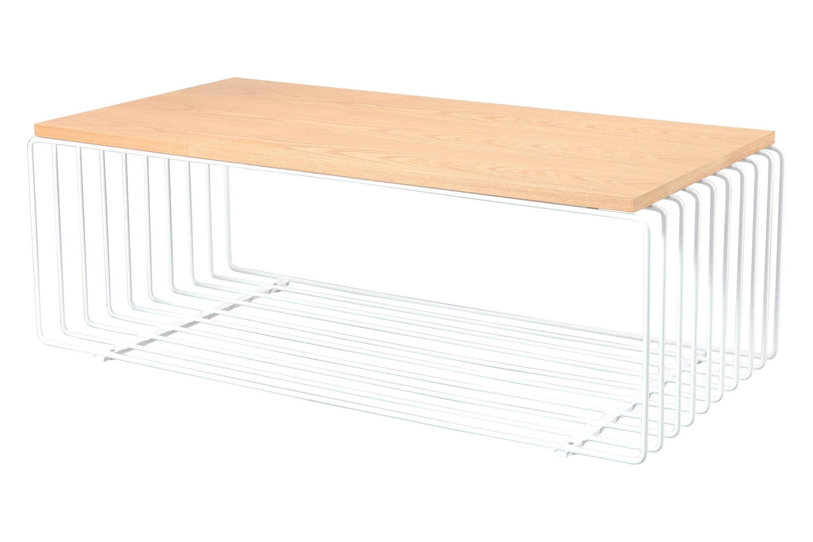 LeisureMod Walden Rectangular Coffee Table Powder Coated Steel Frame - White