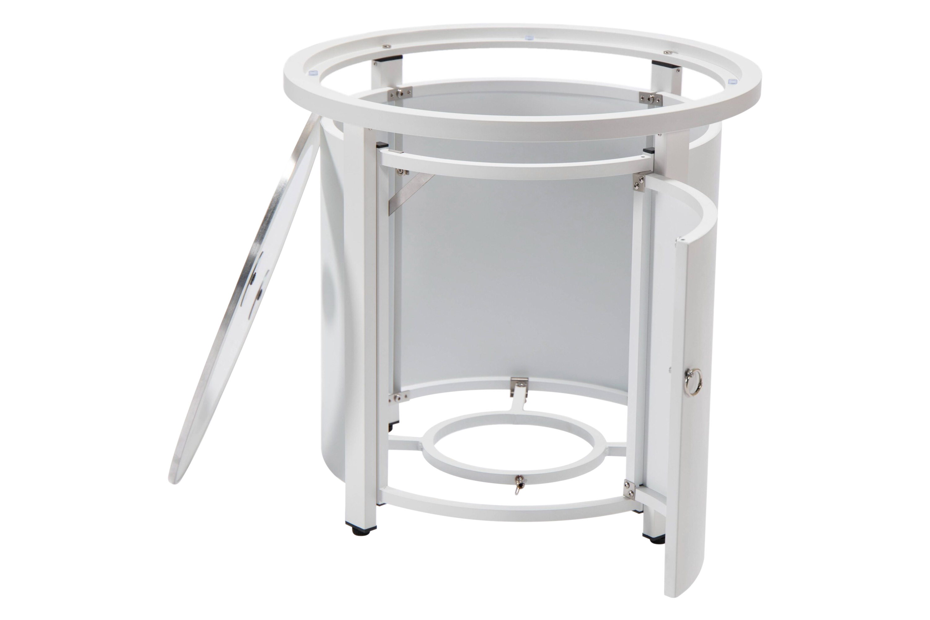 LeisureMod Walbrooke Outdoor Patio Round Fire Pit and Tank Holder - White