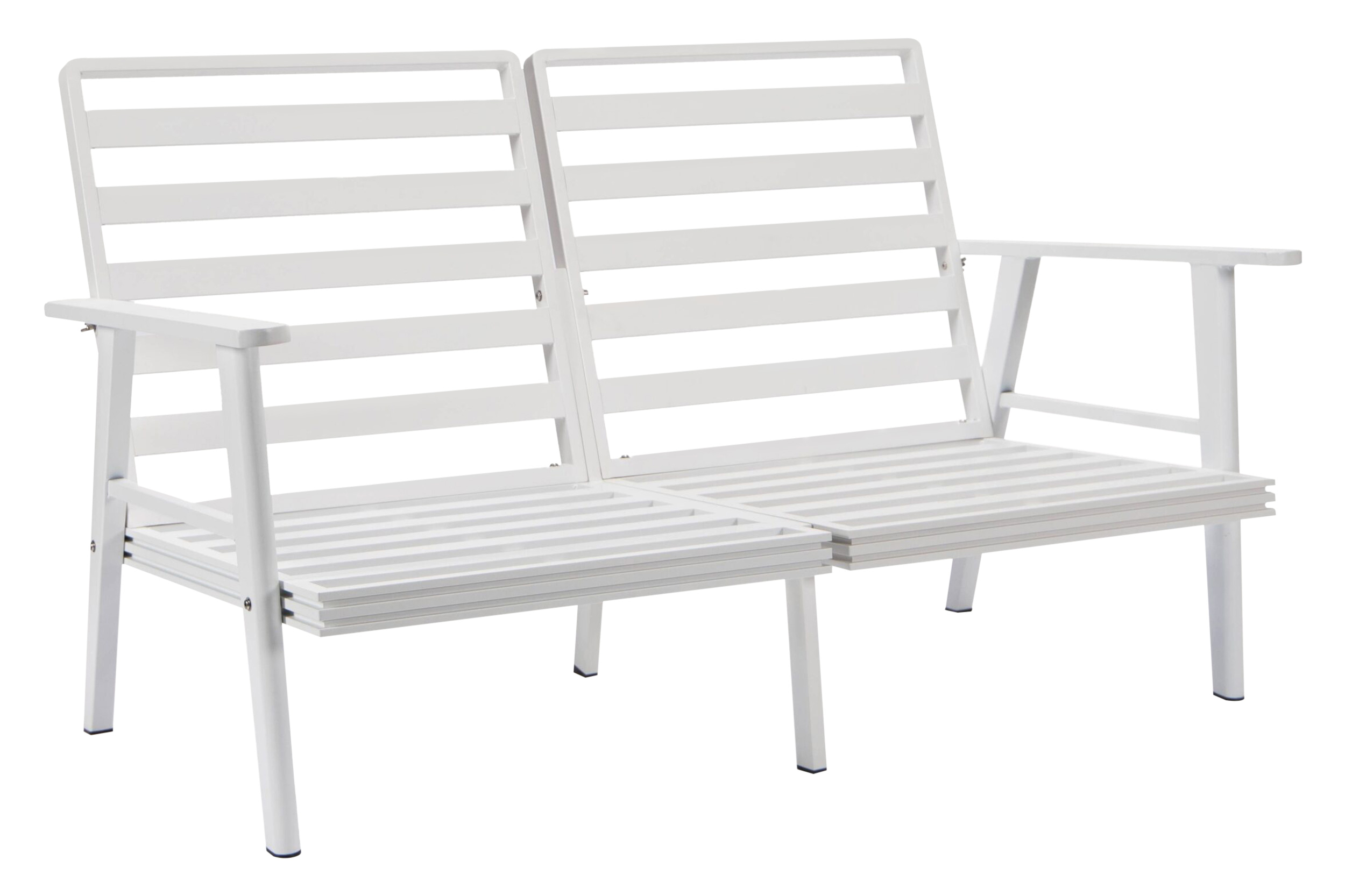 LeisureMod Walbrooke Modern Outdoor Patio Loveseat with White Aluminum Frame and Removable Cushions - Beige