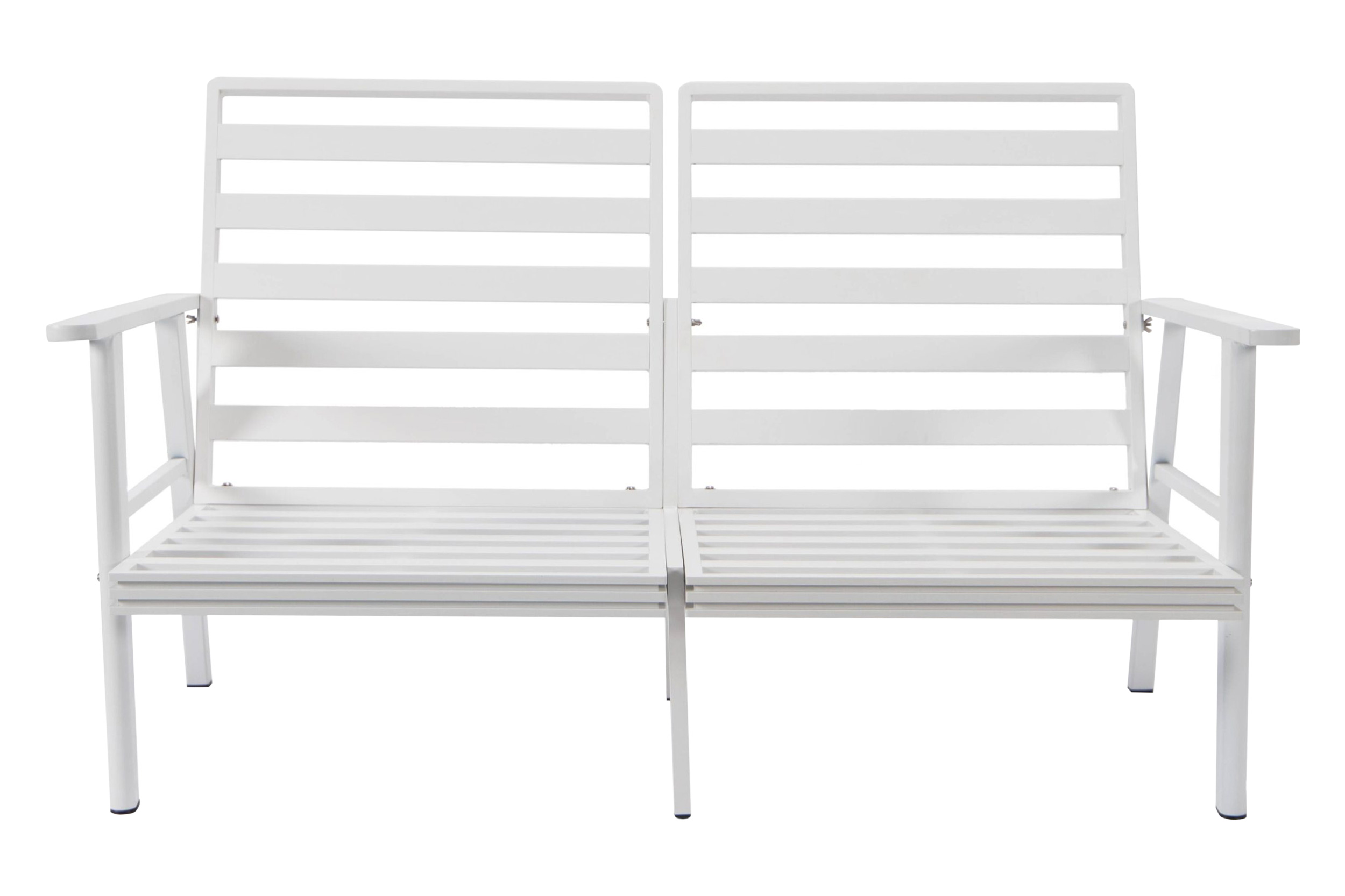 LeisureMod Walbrooke Modern Outdoor Patio Loveseat with White Aluminum Frame and Removable Cushions - Light Gray