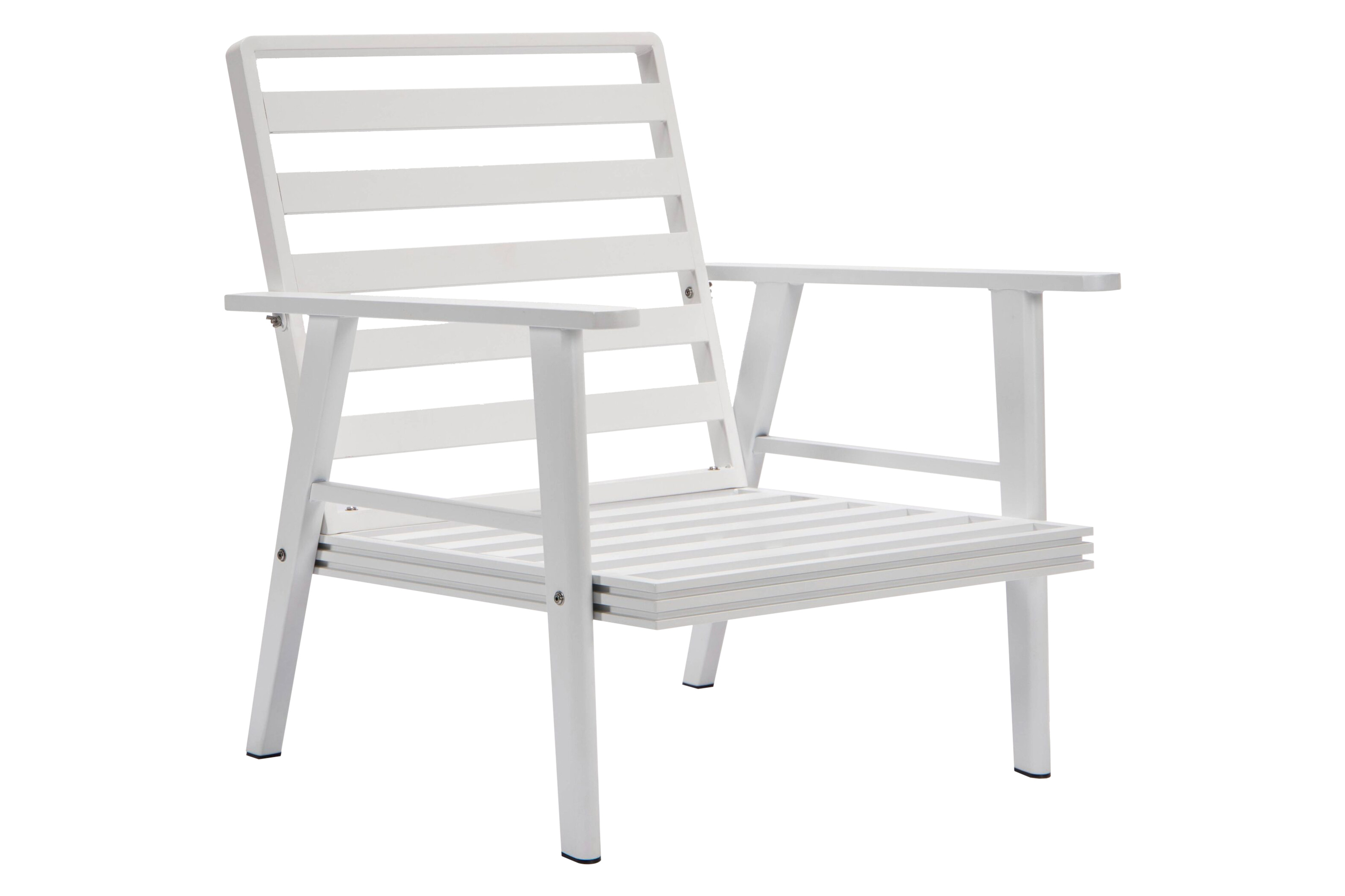 LeisureMod Walbrooke Modern 3-Piece Outdoor Patio Set with White Aluminum Frame - Beige