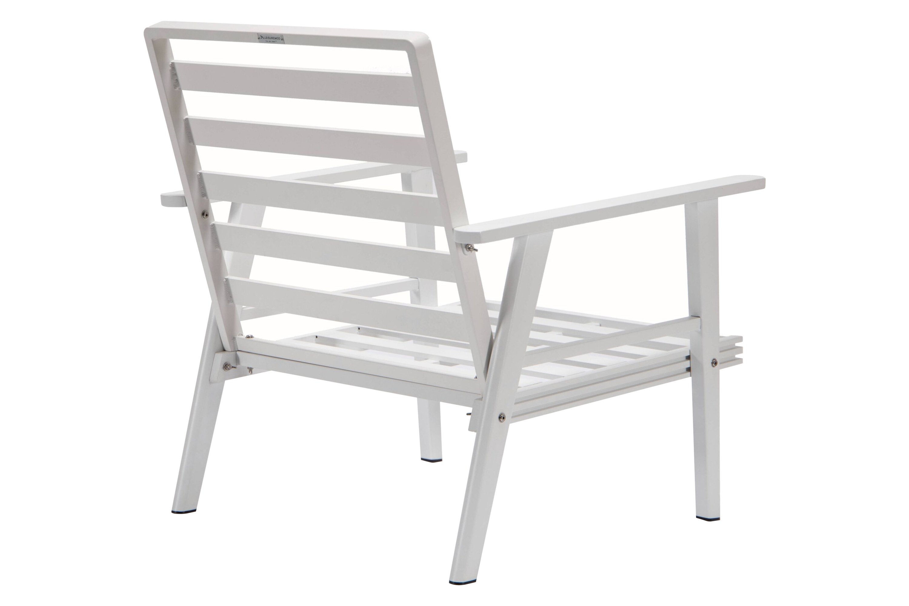 LeisureMod Walbrooke Modern 3-Piece Outdoor Patio Set with White Aluminum Frame - Beige