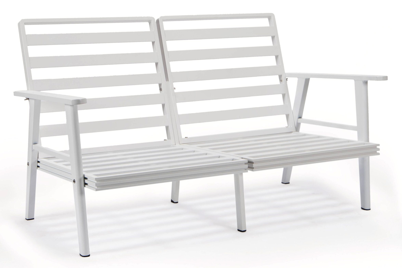 LeisureMod Walbrooke Modern White Patio Conversation With Square Fire Pit With Slats Design & Tank Holder - Gray