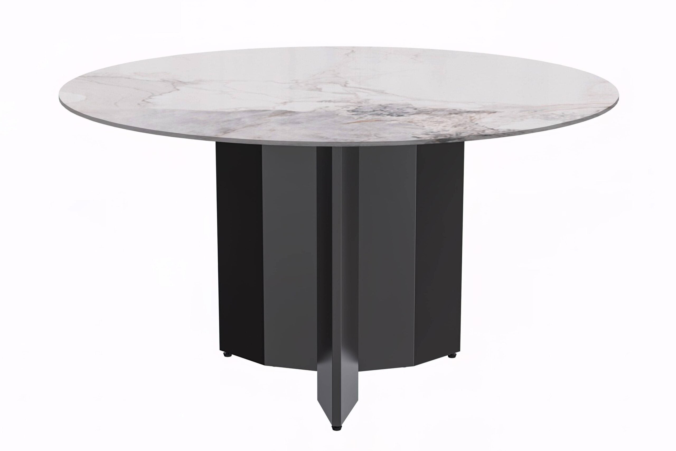 LeisureMod Zevro Modern 60" Round Dining Table with Glass Top and Black Base