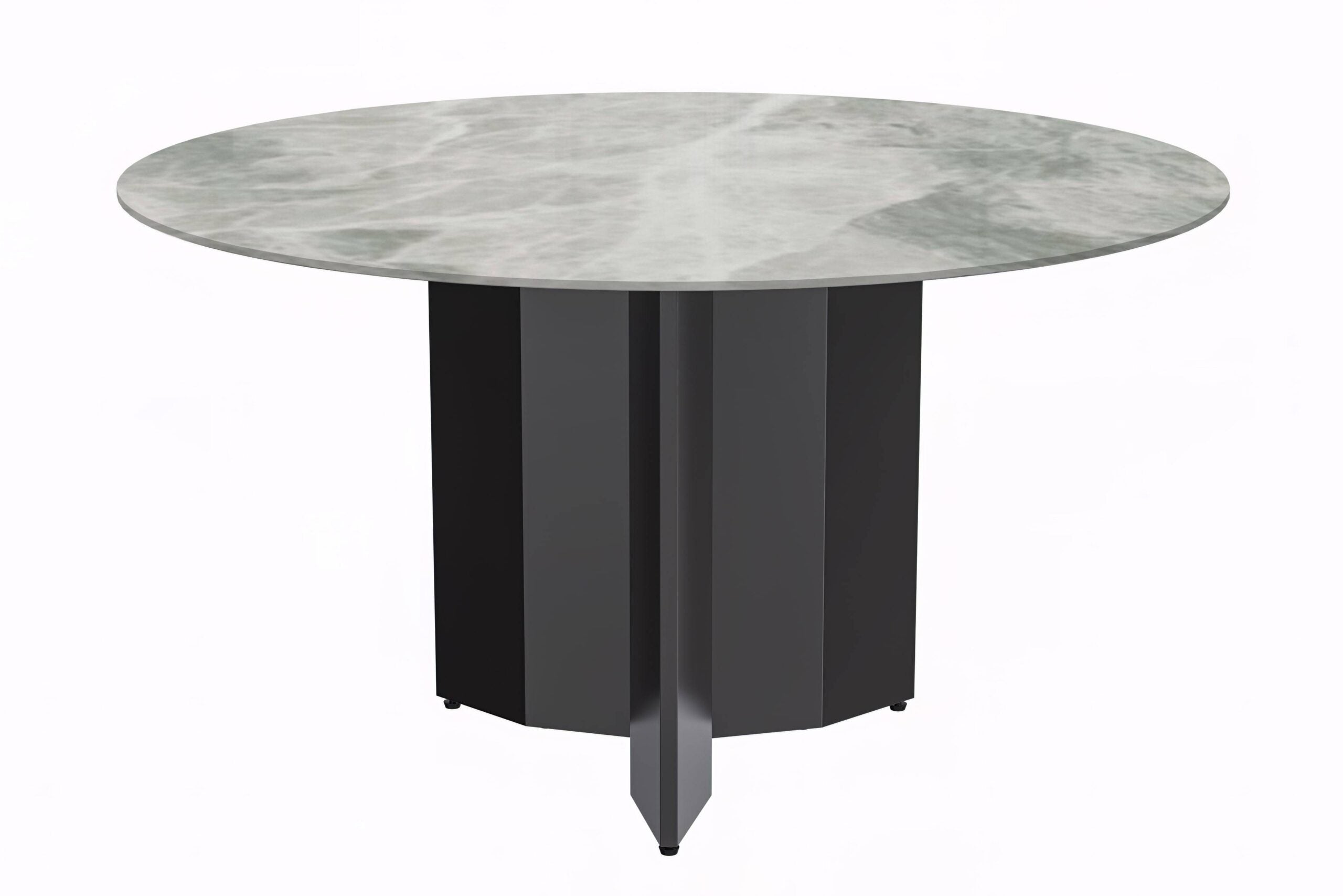 LeisureMod Zevro Modern 60" Round Dining Table with Glass Top and Black Base