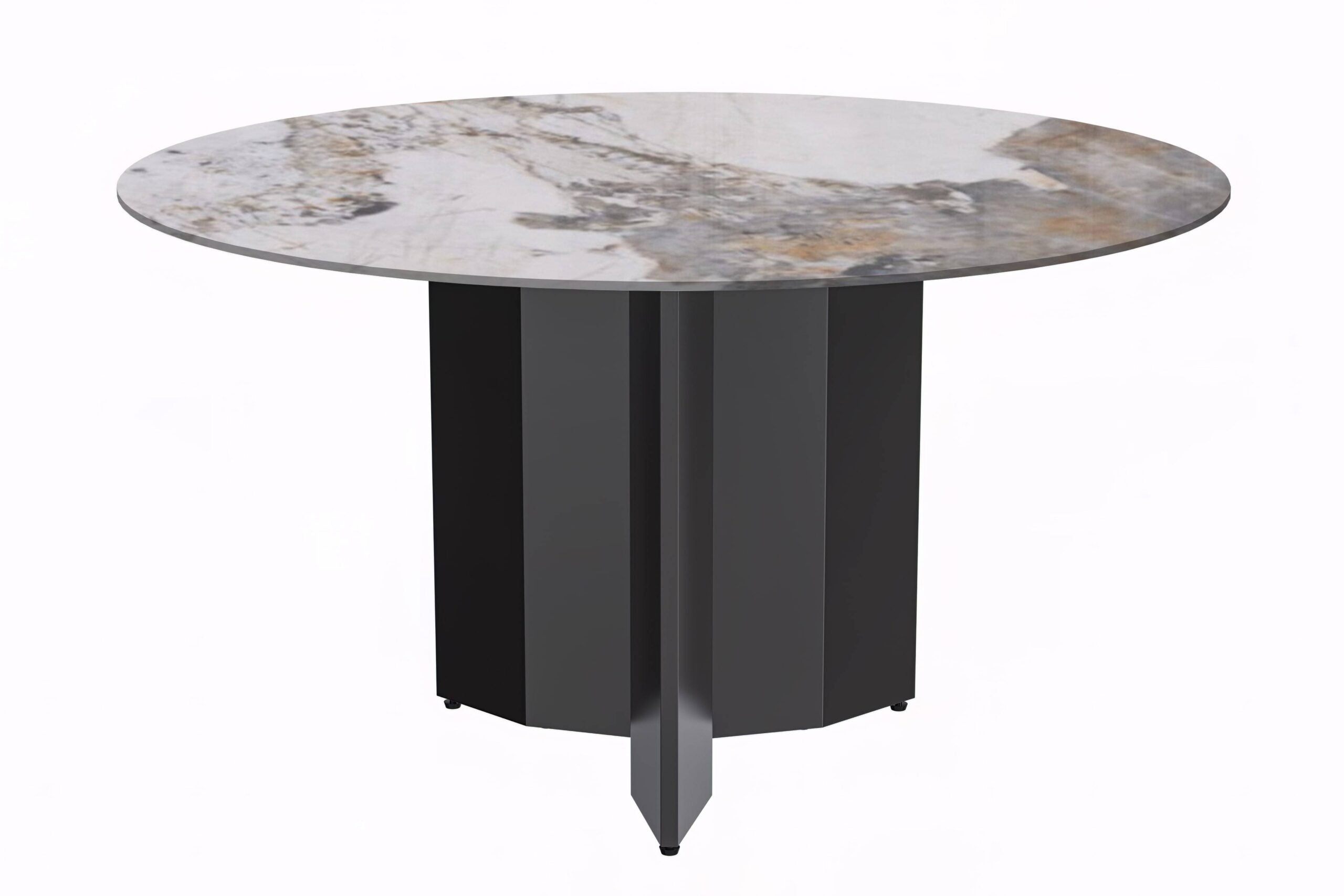 LeisureMod Zevro Modern 60" Round Dining Table with Glass Top and Black Base