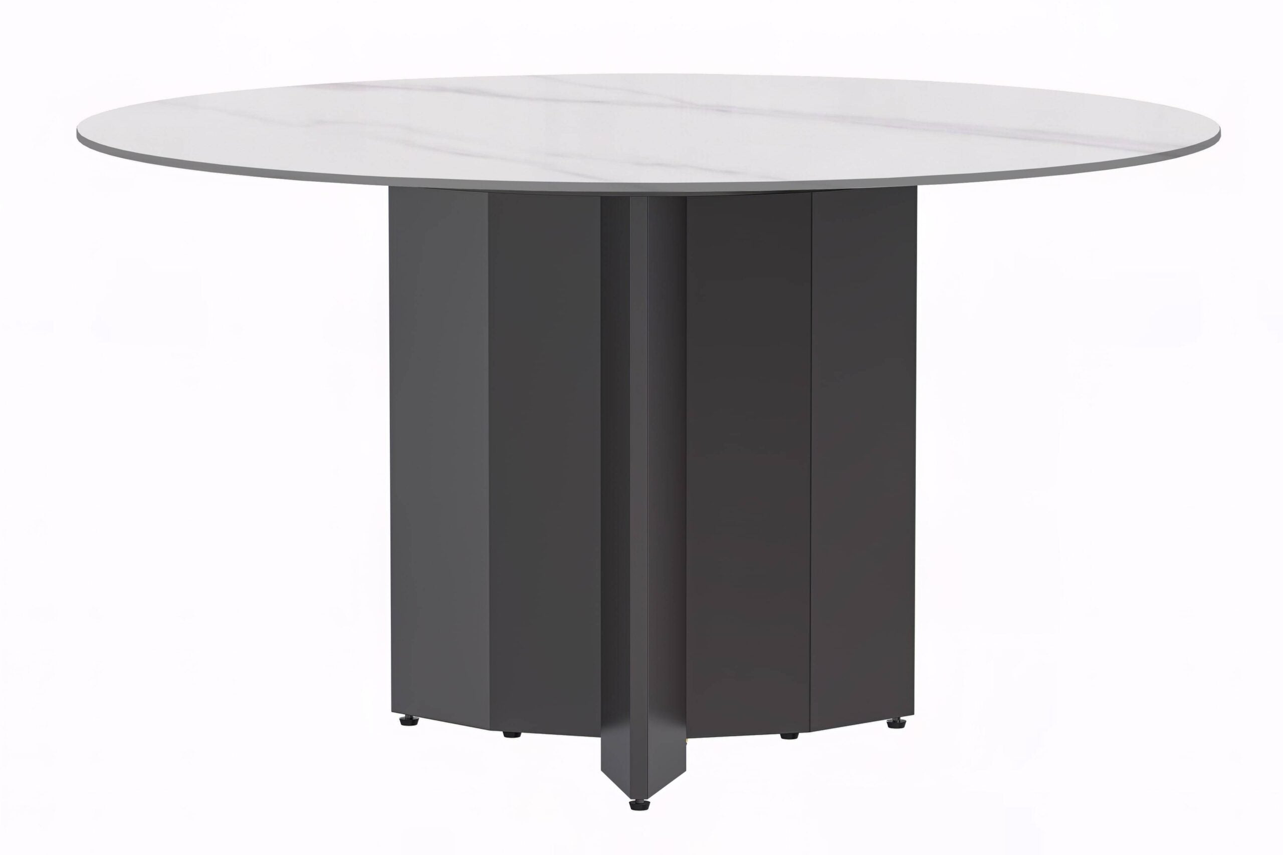 LeisureMod Zevro Modern 60" Round Dining Table with Glass Top and Black Base