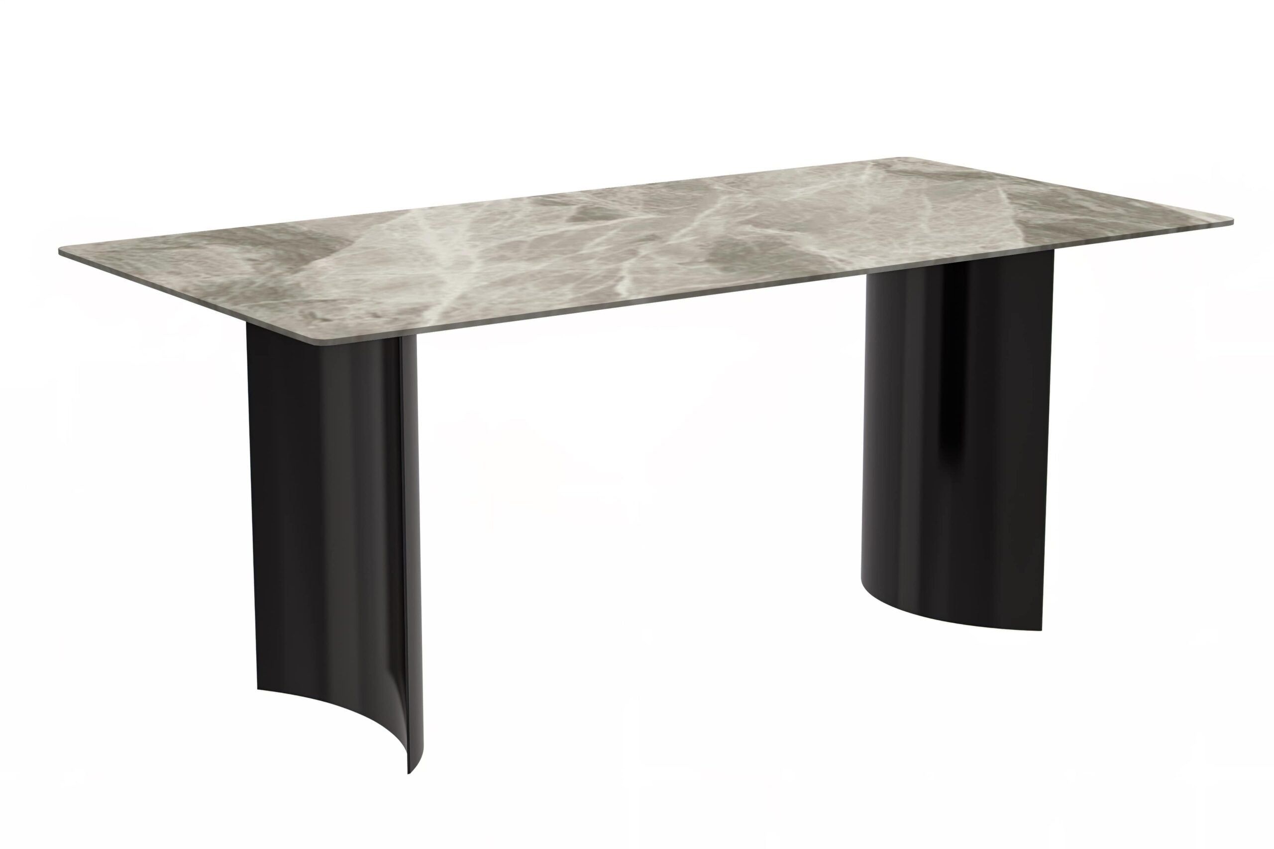 LeisureMod Zara Mid-Century Modern 55" Rectangular Dining Table with Glass/Sintered Stone Top