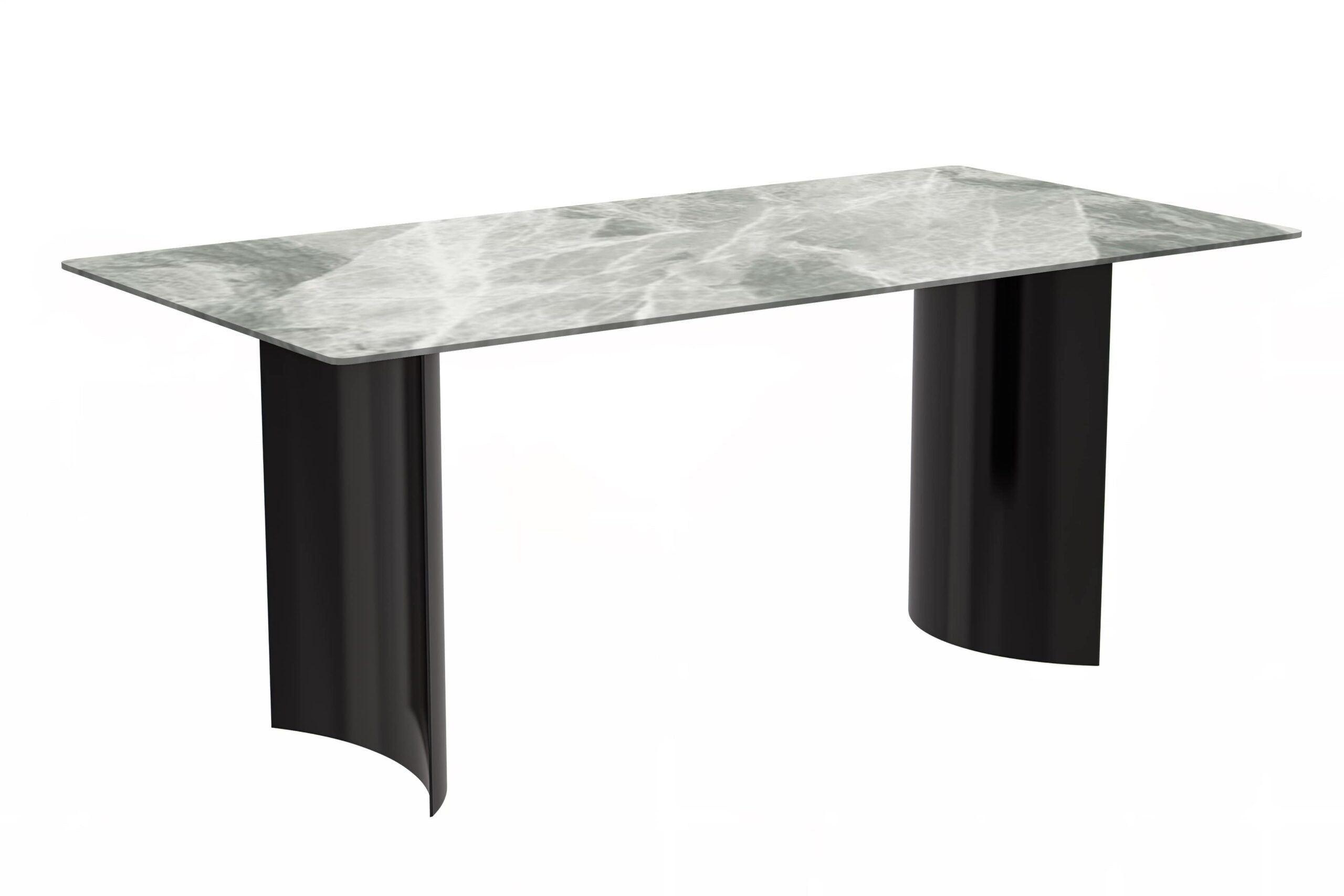 LeisureMod Zara Mid-Century Modern 55" Rectangular Dining Table with Glass/Sintered Stone Top