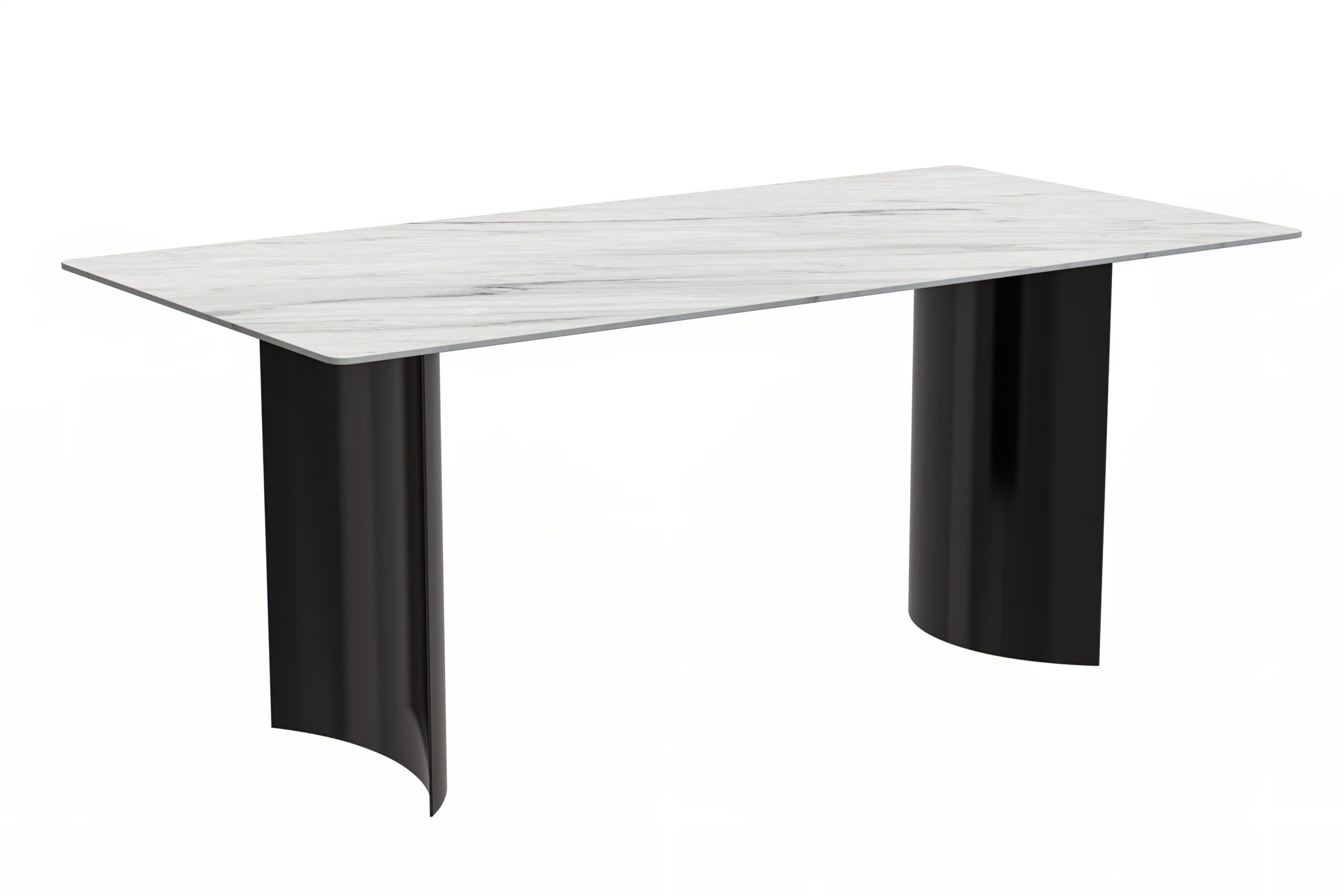 LeisureMod Zara Mid-Century Modern 55" Rectangular Dining Table with Glass/Sintered Stone Top