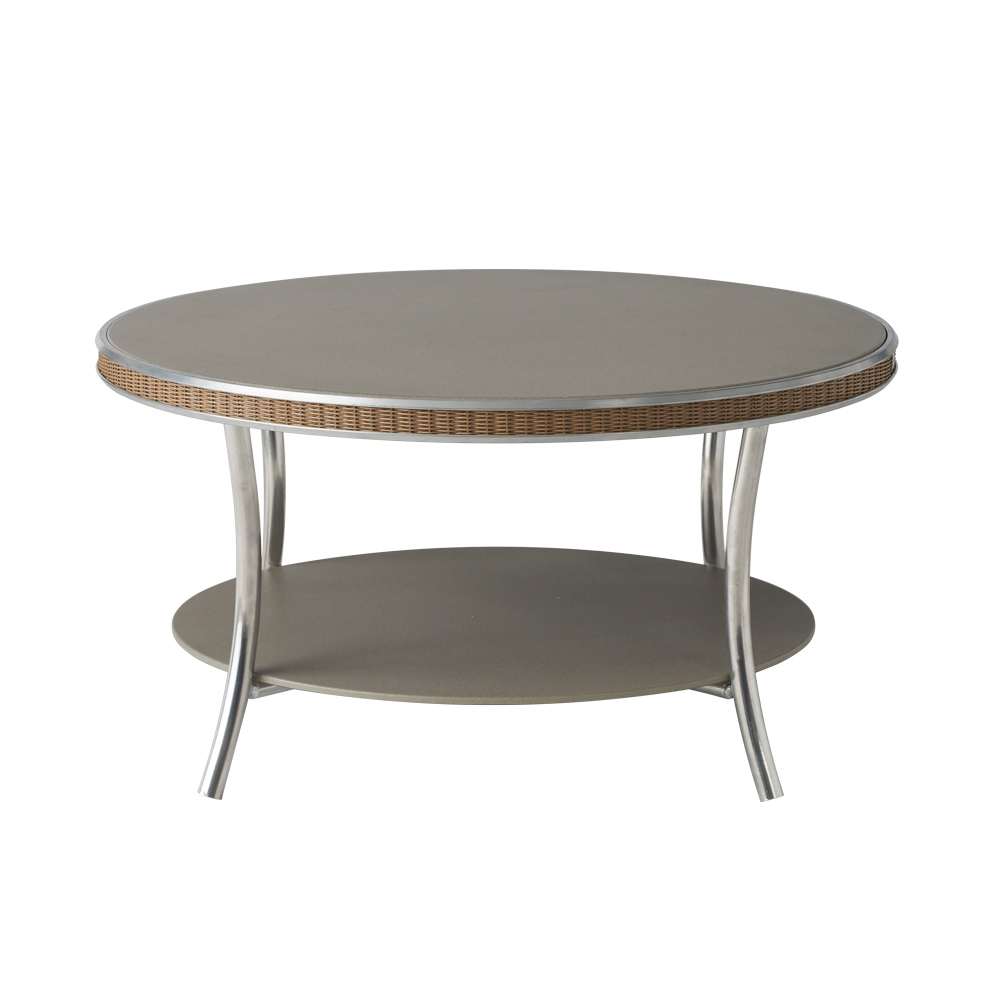 Lloyd Flanders™ Essence 33" Round Cocktail Table with Reversible Glass - Linen