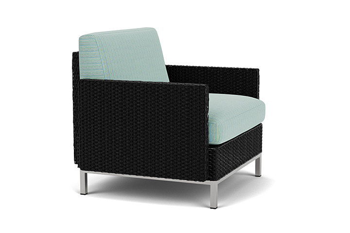 Lloyd Flanders™ Elements Lounge Chair with Stainless Steel Arms and Back - Ebony