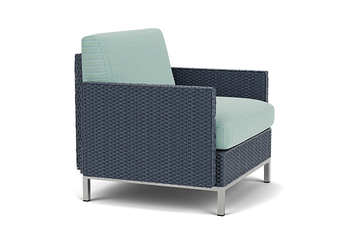 Lloyd Flanders™ Elements Lounge Chair with Stainless Steel Arms and Back - Denim Blue