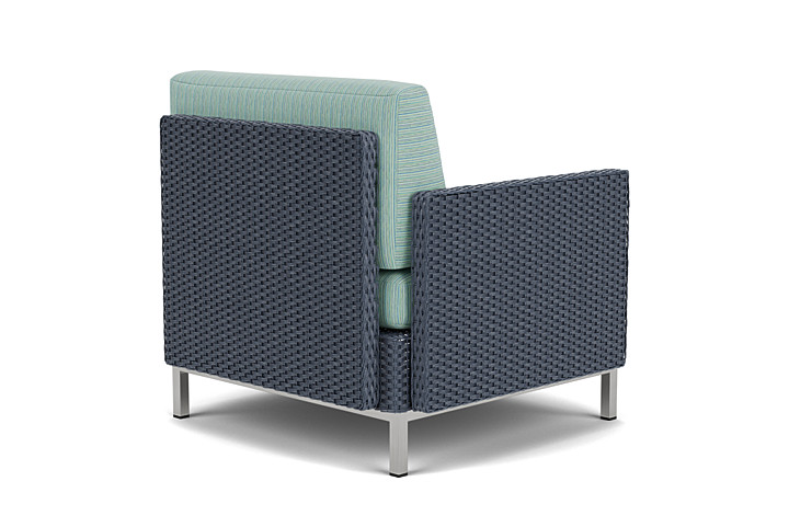 Lloyd Flanders™ Elements Lounge Chair with Stainless Steel Arms and Back - Denim Blue