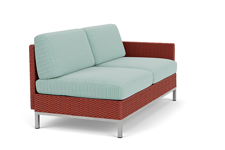 Lloyd Flanders™ Elements Left Arm Settee with Loom Arm and Back - Terracotta