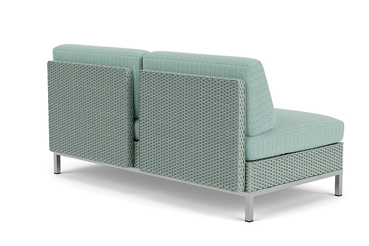 Lloyd Flanders™ Elements Left Arm Settee with Loom Arm and Back - Sea Glass