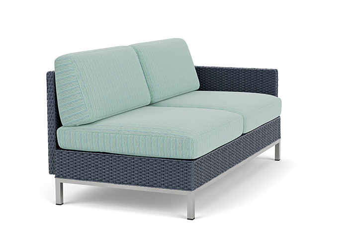 Lloyd Flanders™ Elements Left Arm Settee with Loom Arm and Back - Denim Blue