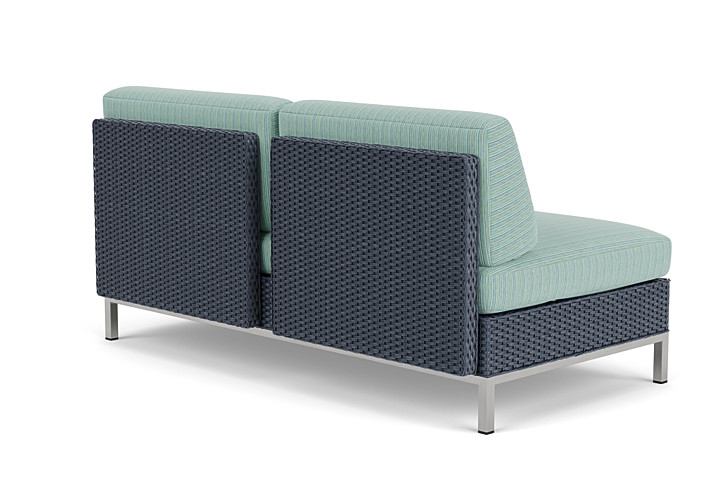 Lloyd Flanders™ Elements Left Arm Settee with Loom Arm and Back - Denim Blue