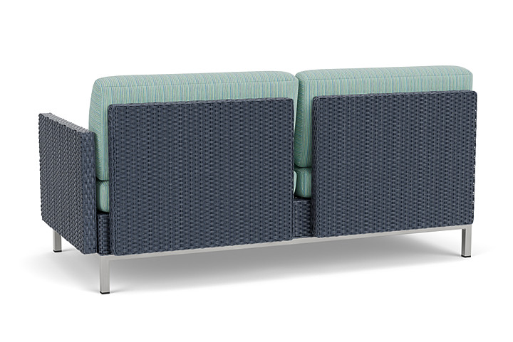 Lloyd Flanders™ Elements Left Arm Settee with Loom Arm and Back - Denim Blue