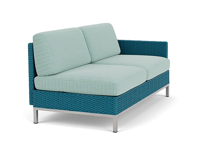 Lloyd Flanders™ Elements Left Arm Settee with Loom Arm and Back - Peacock