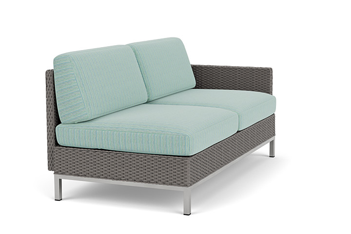 Lloyd Flanders™ Elements Left Arm Settee with Loom Arm and Back - Pewter