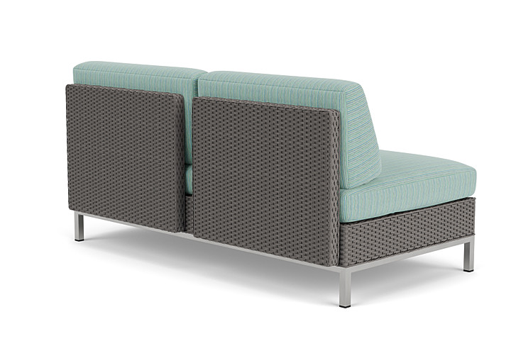 Lloyd Flanders™ Elements Left Arm Settee with Loom Arm and Back - Pewter