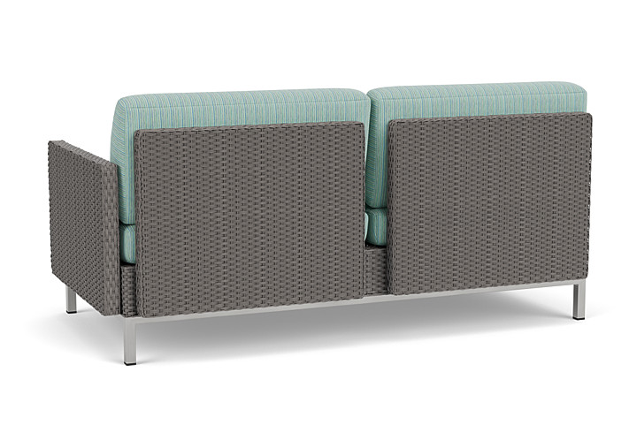 Lloyd Flanders™ Elements Left Arm Settee with Loom Arm and Back - Pewter