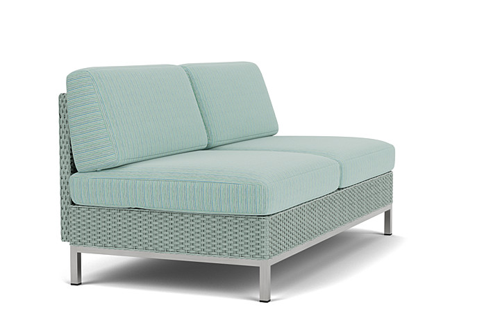 Lloyd Flanders™ Elements Armless Settee with Loom Back - Sea Glass