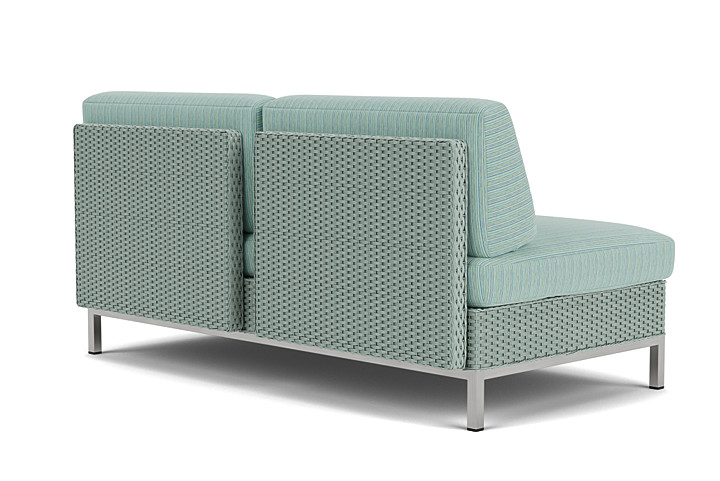 Lloyd Flanders™ Elements Armless Settee with Loom Back - Sea Glass