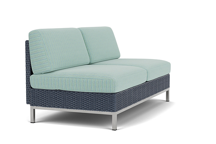 Lloyd Flanders™ Elements Armless Settee with Loom Back - Denim Blue