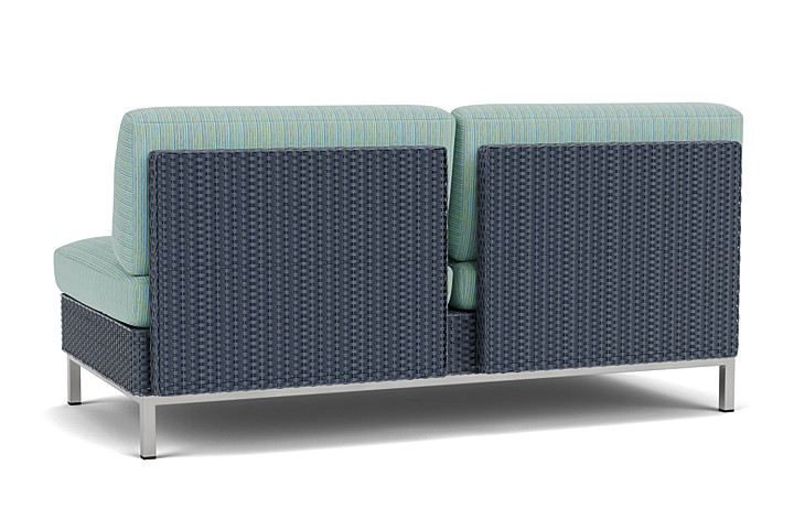 Lloyd Flanders™ Elements Armless Settee with Loom Back - Denim Blue