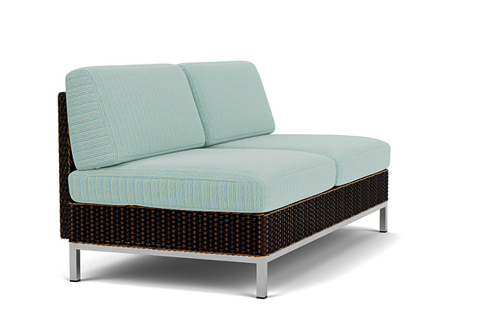 Lloyd Flanders™ Elements Armless Settee with Loom Back - Mink