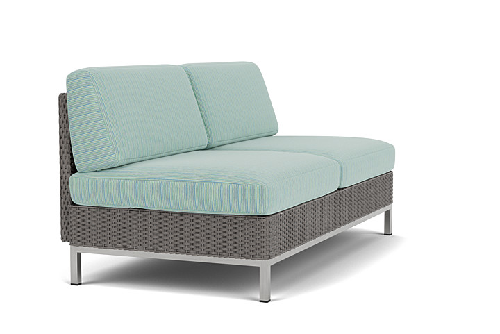 Lloyd Flanders™ Elements Armless Settee with Loom Back - Pewter