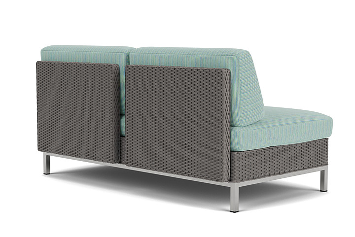 Lloyd Flanders™ Elements Armless Settee with Loom Back - Pewter