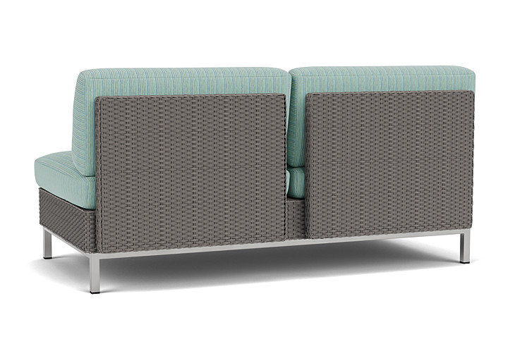 Lloyd Flanders™ Elements Armless Settee with Loom Back - Pewter