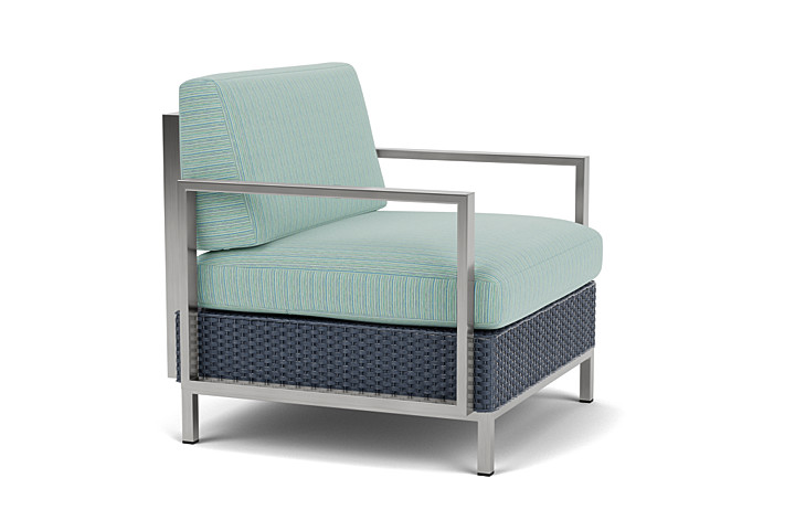 Lloyd Flanders™ Elements Lounge Chair with Stainless Steel Arms and Back - Denim Blue