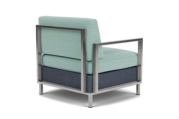 Lloyd Flanders™ Elements Lounge Chair with Stainless Steel Arms and Back - Denim Blue