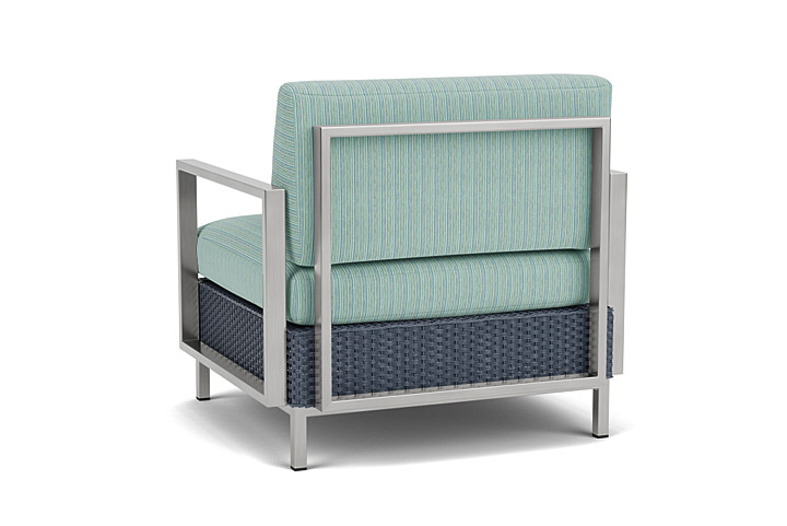 Lloyd Flanders™ Elements Lounge Chair with Stainless Steel Arms and Back - Denim Blue