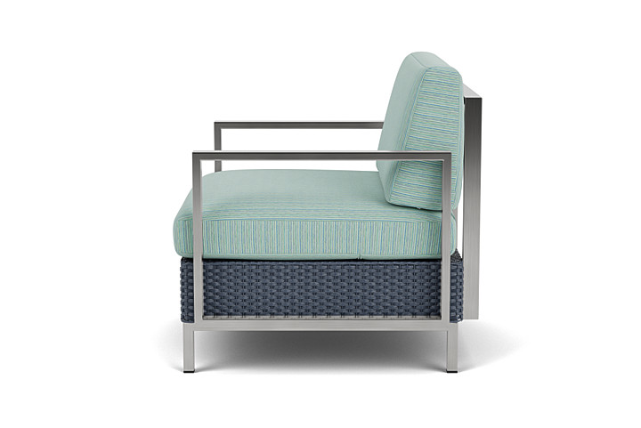 Lloyd Flanders™ Elements Lounge Chair with Stainless Steel Arms and Back - Denim Blue