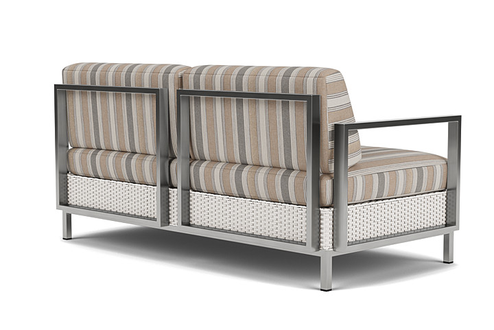 Lloyd Flanders™ Elements Settee with Stainless Steel Arms and Back - White