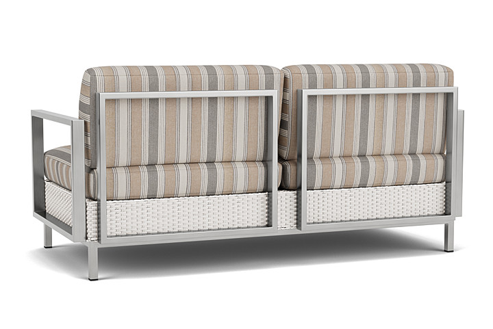 Lloyd Flanders™ Elements Settee with Stainless Steel Arms and Back - White