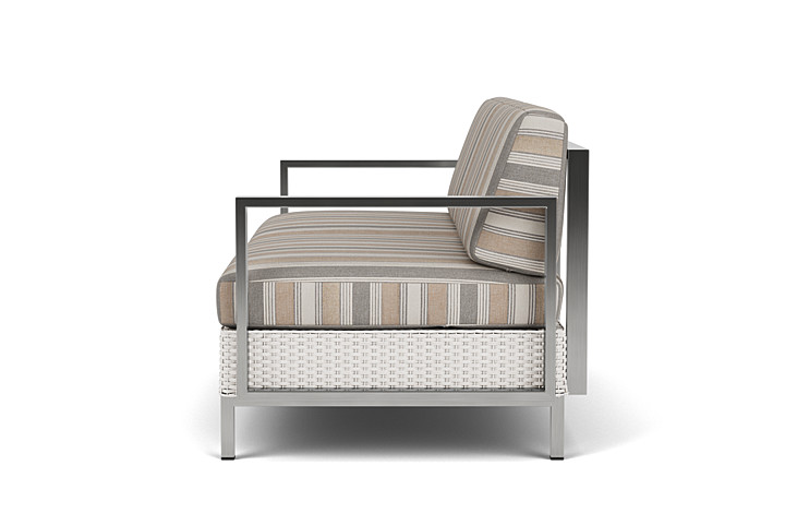 Lloyd Flanders™ Elements Settee with Stainless Steel Arms and Back - White