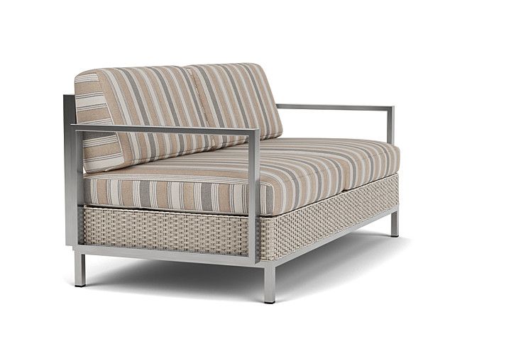 Lloyd Flanders™ Elements Settee with Stainless Steel Arms and Back - Linen